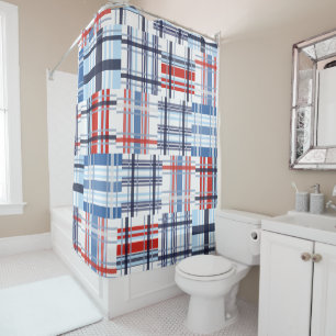 Red, White and Blue Madras Shower Curtain