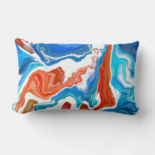 Red, White and Blue Marble Fluid Art Lumbar Cushion