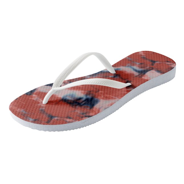Red white and Blue marble  Thongs (Angled)