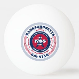 Red, White, and Blue Massachusetts Circle Ping Pong Ball