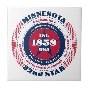 Red, White, and Blue Minnesota Ceramic Tile