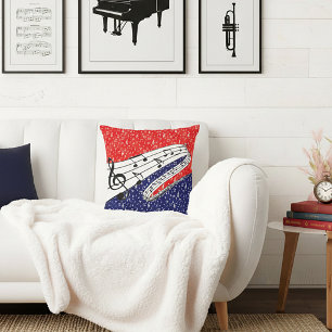 Red white and blue music cushion