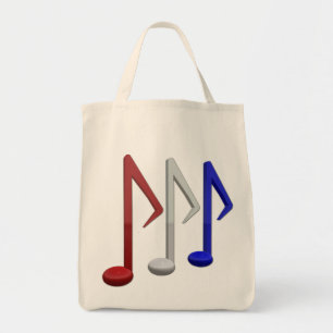 Red White and Blue Music Notes Tote Bag