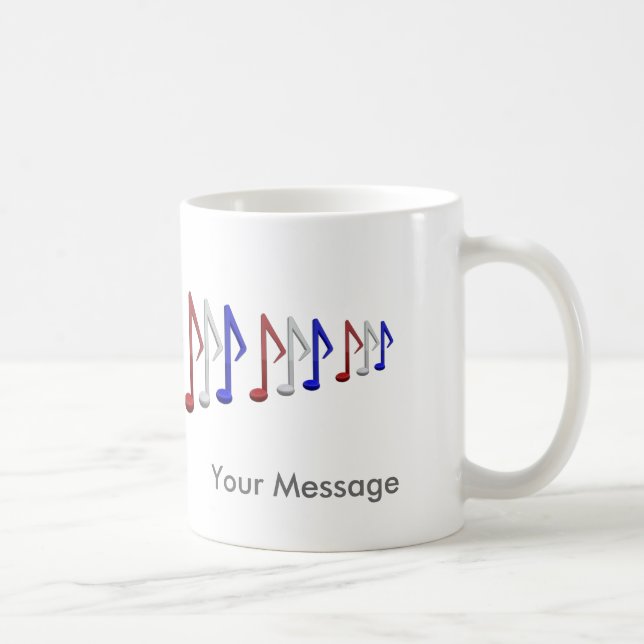 Red White and Blue Music Scale Notes Coffee Mug (Right)
