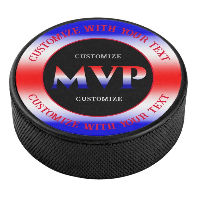 Red White And Blue MVP Hockey Puck (3/4)