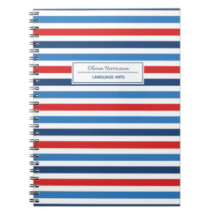 Red White and Blue Name and Subject Notebook
