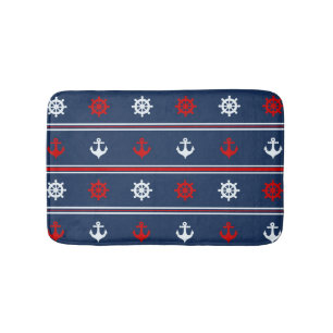 Red White And Blue Nautical Pattern Bath Mat