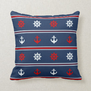 Red White And Blue Nautical Pattern Cushion