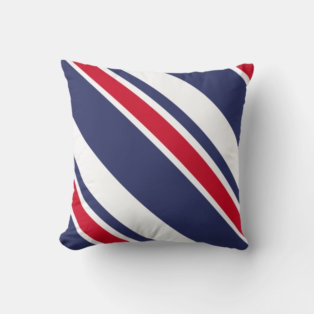Red White and Blue Nautical Stripes Cushion (Front)