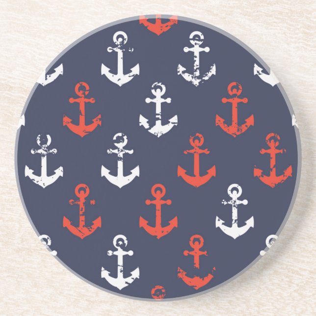 Red White And Blue Navy Pattern Coaster (Front)