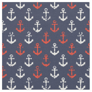 Red White And Blue Navy Pattern Fabric