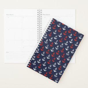 Red White And Blue Navy Pattern Planner