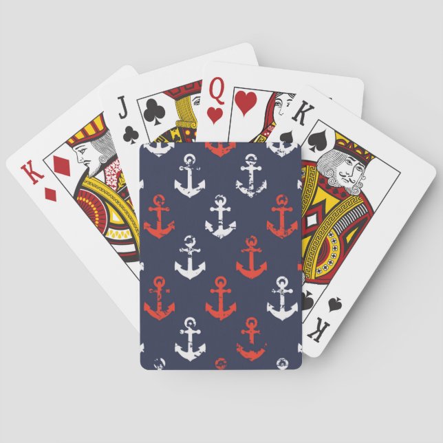 Red White And Blue Navy Pattern Playing Cards (Back)