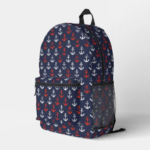 Red White And Blue Navy Pattern Printed Backpack