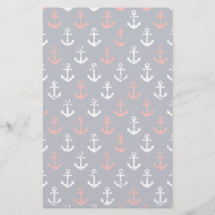 Red White And Blue Navy Pattern Stationery