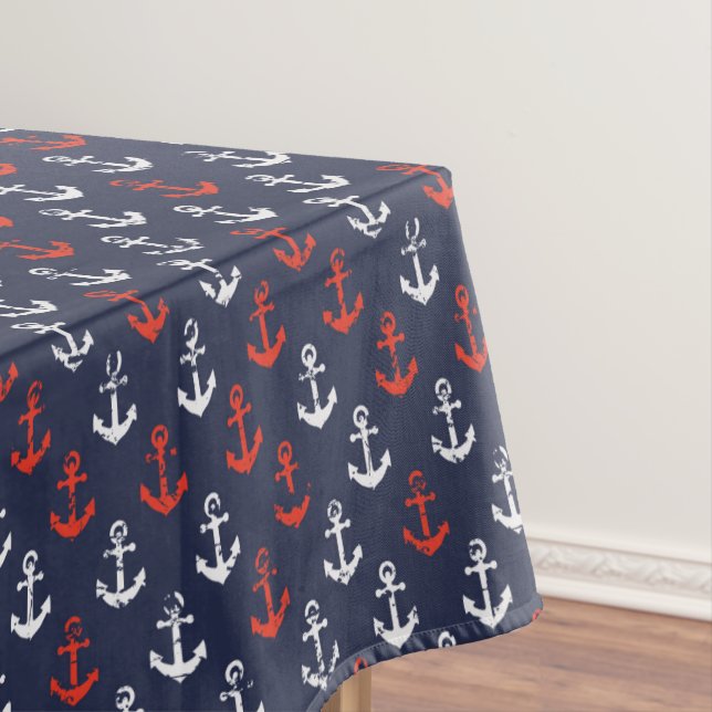 Red White And Blue Navy Pattern Tablecloth (In Situ)