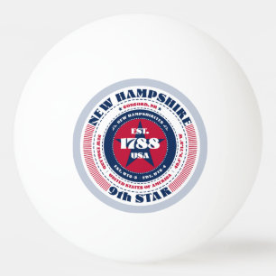 Red, White, and Blue New Hampshire Circle Ping Pong Ball