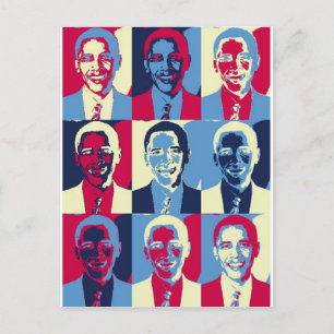 Red, White and Blue Obama Pop Art Postcard