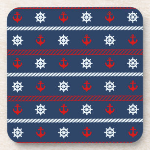 Red White And Blue Ocean Pattern Coaster