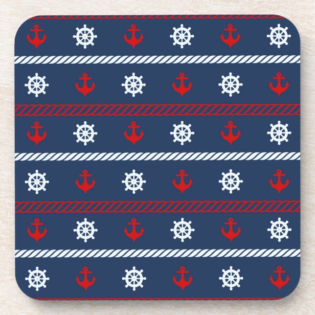Red White And Blue Ocean Pattern Coaster (Front)
