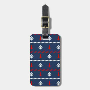 Red White And Blue Ocean Pattern Luggage Tag