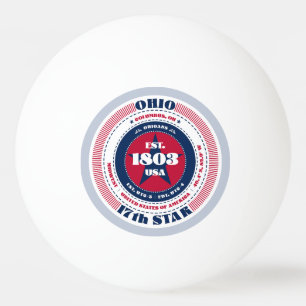 Red, White, and Blue Ohio Circle Ping Pong Ball