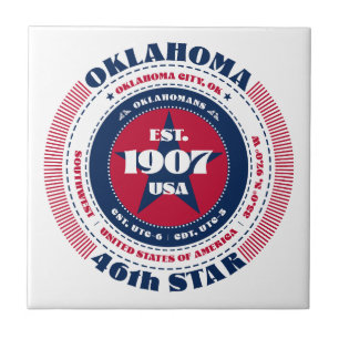 Red, White, and Blue Oklahoma Ceramic Tile