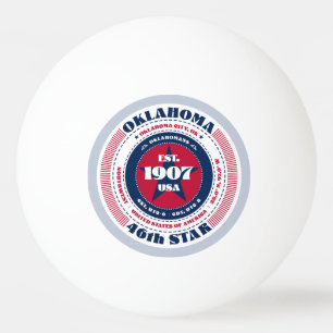 Red, White, and Blue Oklahoma Circle Ping Pong Ball