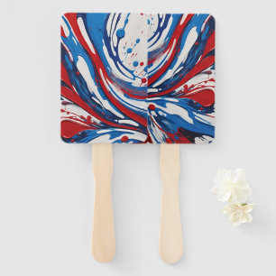Red White And Blue Paint Splatter And Drips Hand Fan