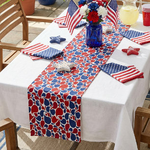 Red white and blue paisley short table runner