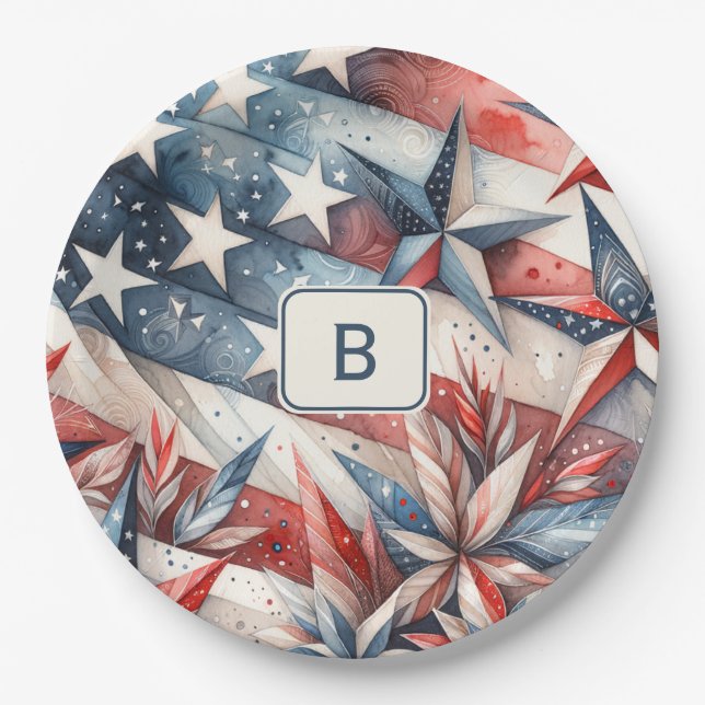 Red White and Blue Paper Plate (Front)