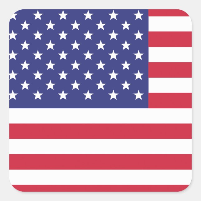 Red White and Blue Patriotic American Flag Square Sticker (Front)