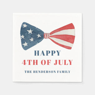 Red, White And Blue Patriotic Bow 4th Of July Napkin
