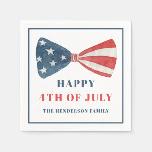Red, White And Blue Patriotic Bow 4th Of July Napkin