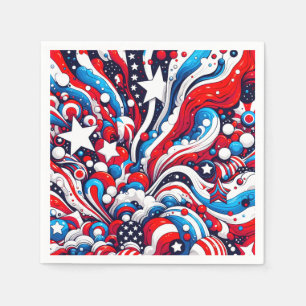 Red, White and Blue Patriotic Fourth of July  Napkin