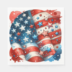 Red, White and Blue Patriotic Fourth of July Party Napkin