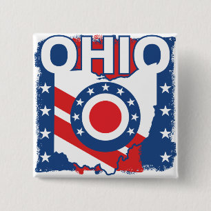 Red White and Blue Patriotic Grunge Ohio 15 Cm Square Badge