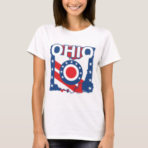 Red White and Blue Patriotic Grunge Ohio T-Shirt