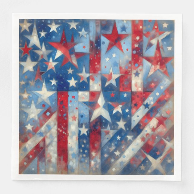 Red, White and Blue Patriotic Independence Day Napkin (Front)