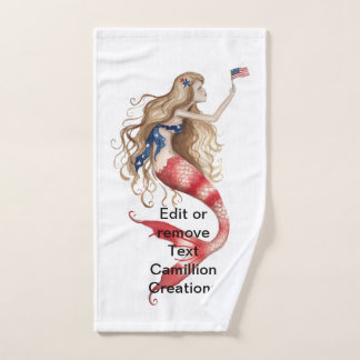 Red, White, and Blue Patriotic Mermaid Grimshaw Hand Towel