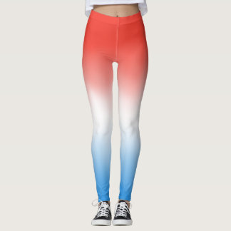 Red, white, and blue patriotic ombre leggings. leggings