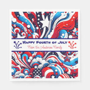 Red, White and Blue Patriotic Personalised Napkin
