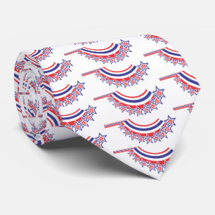 Red White And Blue  Patriotic Print Necktie