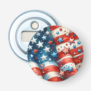 Red, White and Blue Patriotic US Flag Abstract Bottle Opener