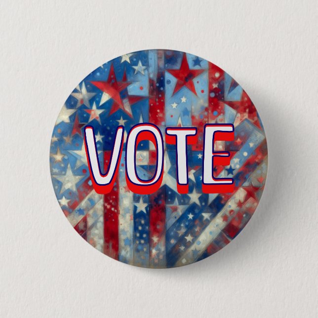 Red, White and Blue Patriotic Vote  6 Cm Round Badge (Front)