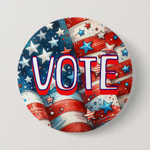 Red, White and Blue Patriotic Vote 7.5 Cm Round Badge