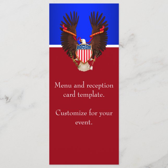 Red, White and Blue Patriotic Wedding Menu (Front)