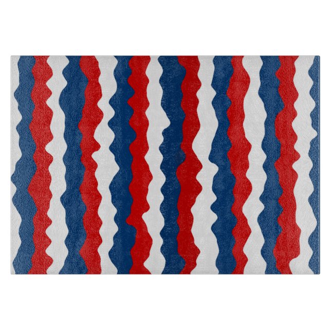 Red, White and Blue Pattern Cutting Board (Front)