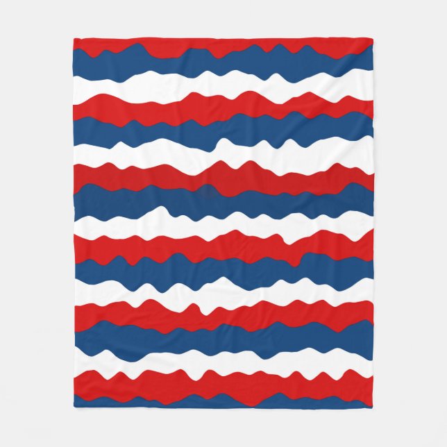 Red, White and Blue Pattern Fleece Blanket (Front)