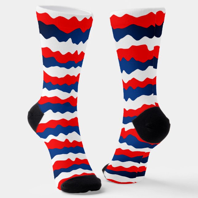 Red, White and Blue Pattern Socks (Angled)